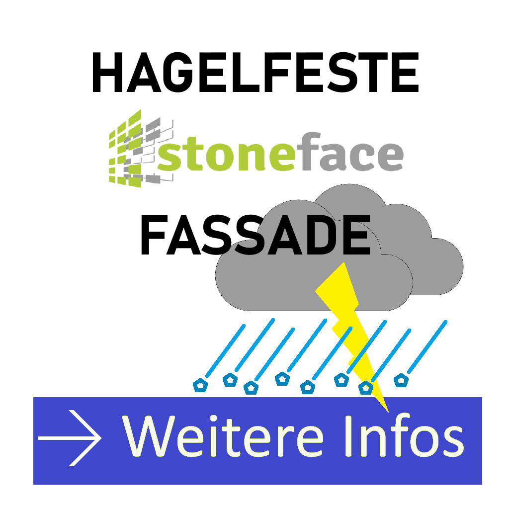 Hagelfeste, hagelresistente (stoneface) Fassade